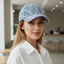 Mũ bóng chày đính đá MERIGGIARE, Mũ bóng chày Denim đau khổ lấp lánh, Mũ dạo phố thông thường có thể điều chỉnh hợp thời trang dành cho nữ