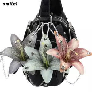 SMILE Mô Phỏng Hoa Móc Khóa, Ba Lô Trang Trí Mô Phỏng Hoa Lan Lily Móc Khóa, Sáng Tạo Handmade Khoan Và Đâm thủng Ba Lô Nhiều Màu Sắc Treo Trang Trí