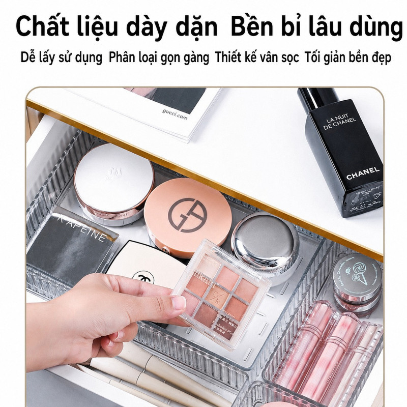 Ngăn Kéo Acrylic Tổ Chức Trong Suốt,Khay Phân Vùng Để Bàn,Hộp Bảo Quản Mỹ Phẩm Xếp Chồng