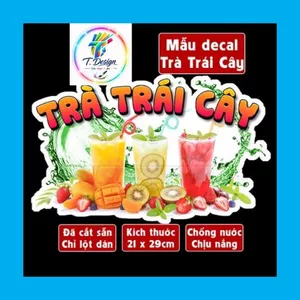 Poster decal TRÀ TRÁI CÂY trang trí quán nước, dán tường, tủ kính, chống nước- A4 cắt sẵn chỉ cần lột dán