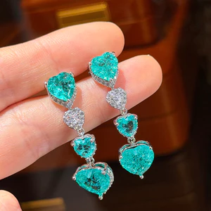 Bông tai dài đính hoa Zircon thời trang mới