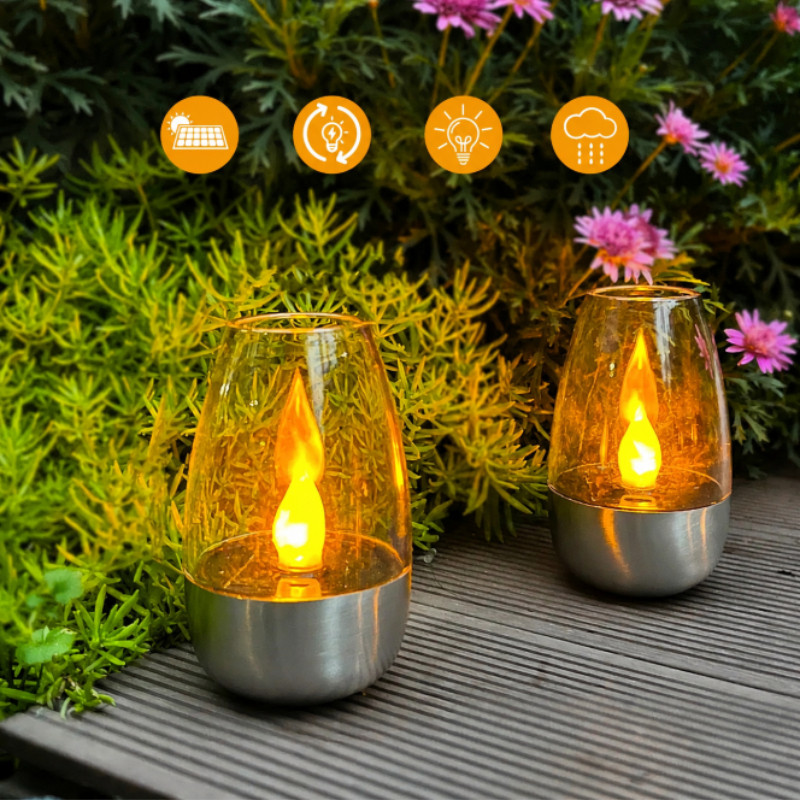 Đèn Nến LED Năng Lượng Mặt Trời, Chống Nước IP54, Tự Động Bật Khi Trời Tối, 0 Tiền điện, Phù Hợp Cho Tiệc Tùng, Nhà Hàng