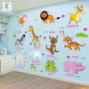 Decal vườn thú tiếng Anh cao cấp cho bé, an toàn và chất lượng.