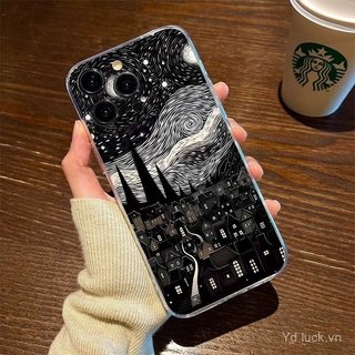 Ốp điện thoại trong suốt hợp thời trang độc đáo Làng đêm Van Gogh Art Thích hợp cho iPhone 17promax / 14promax / 16 / 13 / 15pro / 12pro / 13promax Vỏ chống sốc