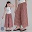 Bé Gái Kiểm Tra Quần Thẳng Mùa Hè Vải Lanh Cotton Mỏng Quần 90-170 Size 9CXZ