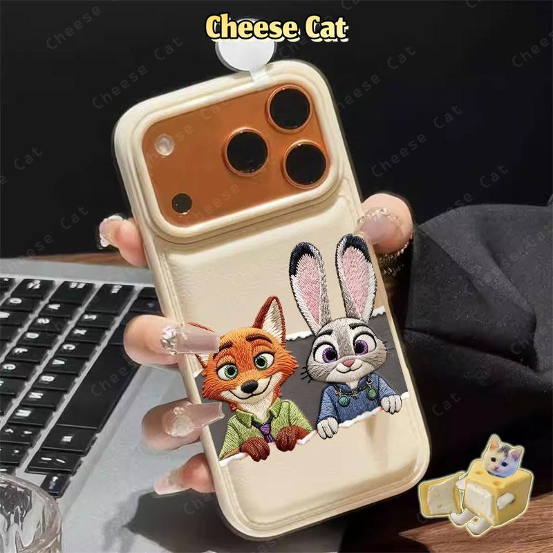 Ốp điện thoại da cáo thỏ cho iPhone 17 Pro Max Xs 11 12 13 Pro 14 15 16 Plus XR