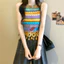 Phụ Nữ Nhiều Màu Sắc Knnited Tank Nữ Thường Ngày Không Tay Top Ngày Lễ Phong Cách Boho Mặc Áo Sơ Mi
