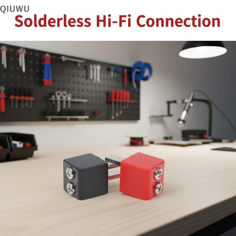 QIUWU 2 / 6 Cái Đầu Nối Áo Vít Đầu Nối 2Pin DIN Hi-Fi Loa-Plug Kết Nối Thiết Bị Điện Màu Đỏ-Đầu Nối Cổng.