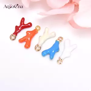 AqToCna 10 Chiếc Hợp Kim Men Gạc Hình Quyến Rũ Mặt Dây Chuyền Trang Sức Làm Thủ Công Phụ Kiện AqToCna