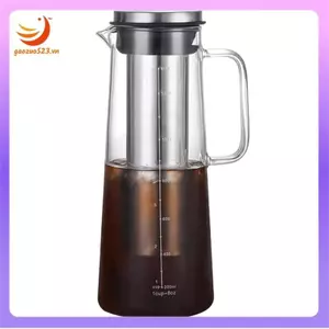 Máy pha cà phê pha lạnh Carafe thủy tinh 1.0L / 34oz kín khí-Máy pha cà phê pha cà phê có bộ lọc pha trà bằng thép không gỉ có thể tháo rời