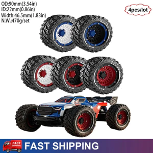 4 90mm 12mm Hex Lốp Cao Su Bánh Xe Cho 1 / 14 1 / 16 Traxxas Summit E-REV LaTrax Arrma Kraton MJX 16207 16208 HBX Nâng Cấp Phần MJX 16207 16208 HBX 16889 SCY 16101 16102