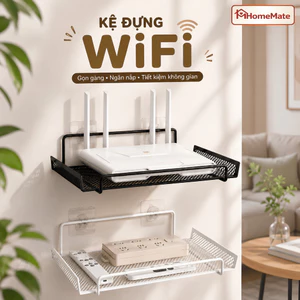 Kệ Treo Wifi HomeMate Thép Carbon Chống Gỉ, Giá Treo Router Modem Gắn Tường Không Khoan Kèm Keo Siêu Chắc