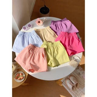Bé Gái Mùa Hè Phong Cách Mới Dopamine Phong Cách Màu Trơn Co Giãn Eo Quần Short Bé Gái Phong Cách Cơ Bản Cotton Nguyên Chất Thoải Mái Thoáng Khí Quần Thường Ngày Đàn Hồi Cao Thể Thao Quần Dễ Thương