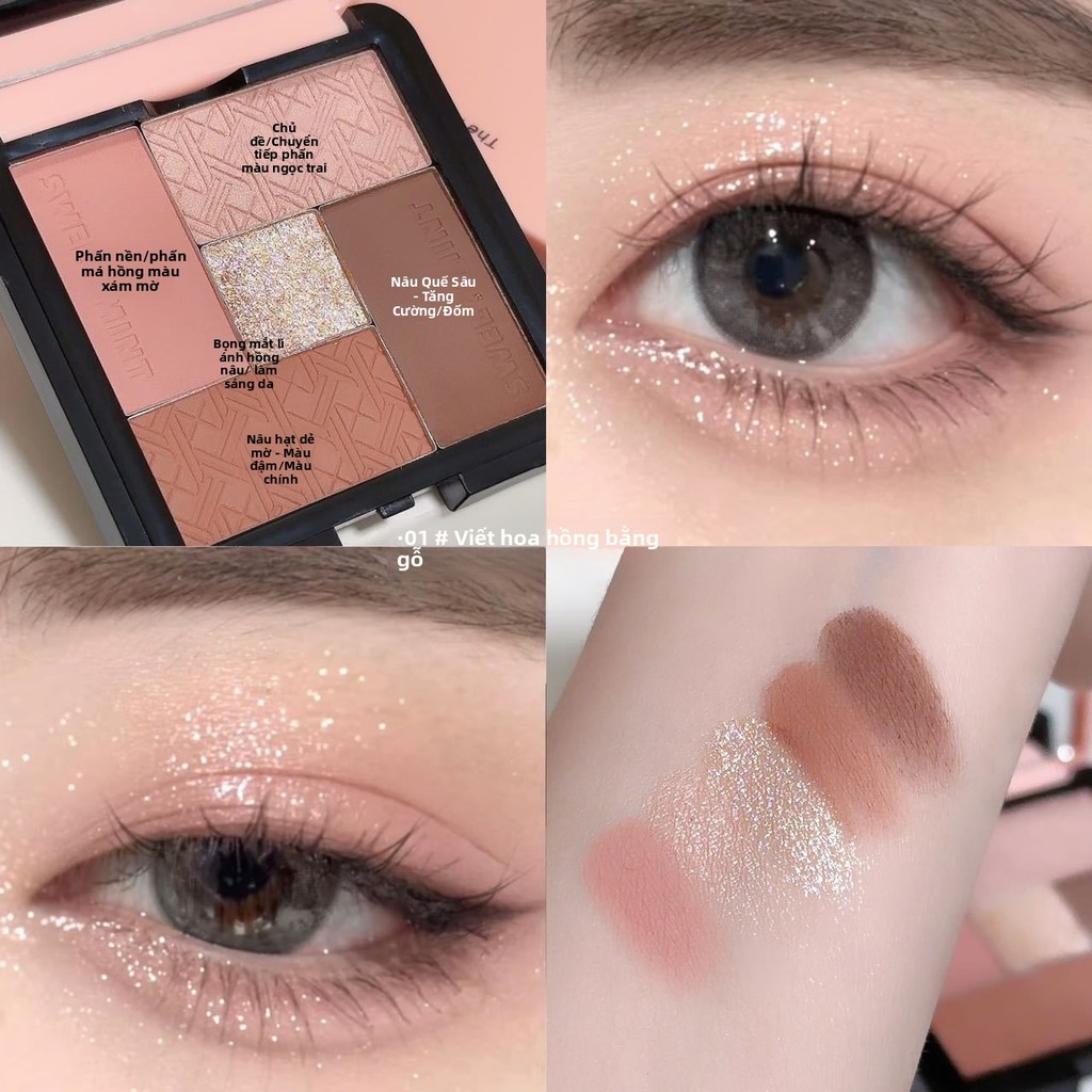 SWEET MINT | Đĩa phấn mắt 5 màu | Độ bão hòa thấp, làm sáng, sửa đổi màu đất | Đĩa phấn mắt phù hợp cho người mới sử dụng