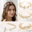 BRABRAA Lá Vàng Tiara, Phụ Kiện Cô Dâu Thoải Mái Phù Hợp Với Mũ Cô Dâu, Trang Sức Tóc Retro Phong Cách Hàn Quốc Mũ Đội Đầu Nữ Bé Gái