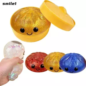 Bánh bao SMILE Đồ chơi Squishy, mềm có khả năng phục hồi chậm hấp Nhồi bông Squishy Pinch Le, Long lanh với hấp Fidget Bóp bột giải nén để giảm căng thẳng lo âu