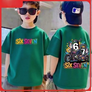 Áo phông bé trai hàn quốc Tay Ngắn Cho Trẻ Em, In Hình Hoạt Hình SIX SEVEN, Vải Cotton Mềm, Phong Cách Mới 2026