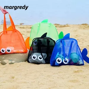 Túi đi biển du lịch MARGREDY, Túi lưu trữ đồ chơi hoạt hình bằng lưới, Túi vệ sinh bơi di động dung tích lớn có thể gập lại