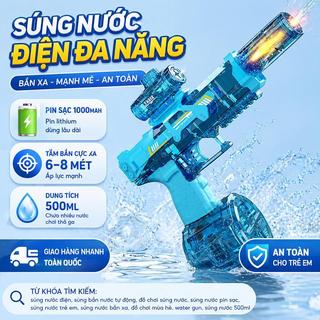 Đồ Chơi Phun Nước điện Tự động 2026 Có đèn LED, Pin Sạc Mạnh Mẽ, đồ Chơi Mùa Hè Cực Vui