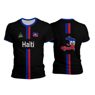 Áo bóng đá Haiti Áo thun thể thao nam Cờ Haiti Đường phố Quá khổ Áo Unisex Đồ họa thông thường Tee Áo Y2k Nam
