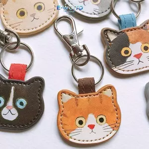 E-WOITD Hoạt Hình Dễ Thương Sáng Tạo Da Mèo Móc Khóa Mặt Dây Chuyền Thời Trang Kawaii Mèo Con Túi Móc Khóa Bapa Phụ Kiện Trang Trí Quà Tặng E-WOITD