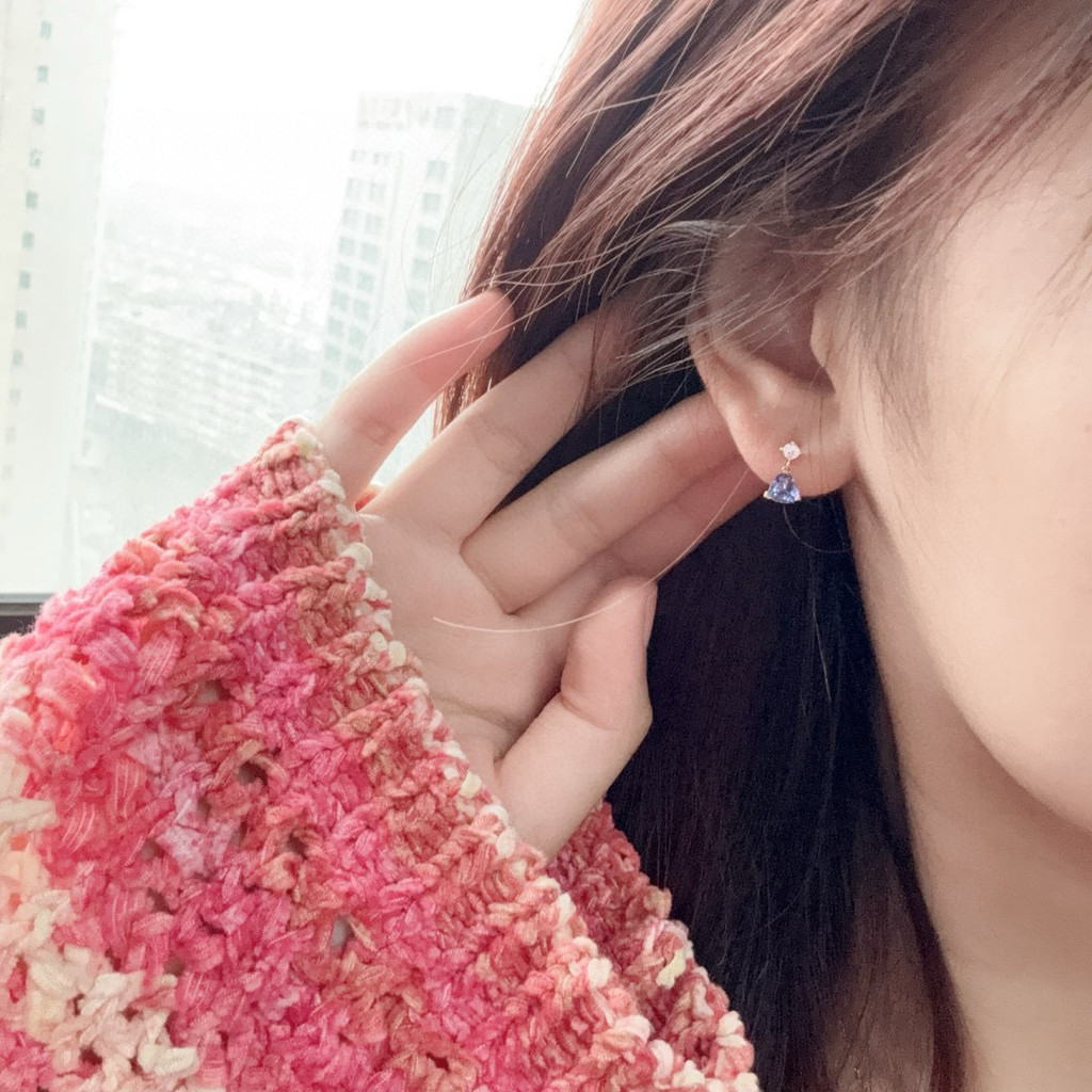 Bông tai bạc thạch anh tím tự nhiên S925