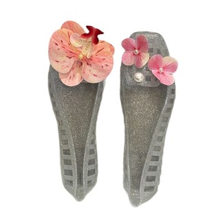 Giày Nữ Thạch Thời Trang Thường Ngày Bên Ngoài Dép Nữ Pha Lê Trong Suốt Lỗ Giày Sandal Hoa