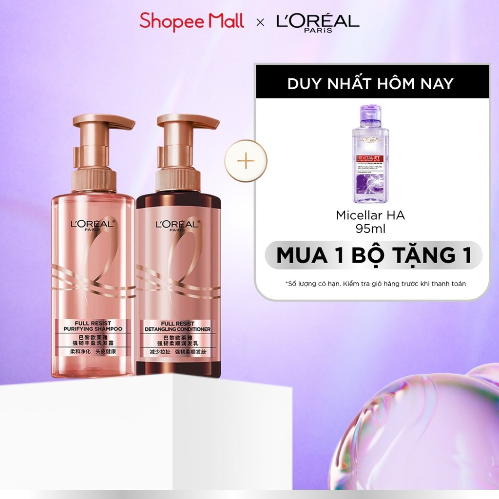 Bộ đôi dầu gội xả ngăn ngừa & giảm gãy rụng tóc, giúp tóc chắc khỏe hơn L’oreal Paris Elseve Full Resist 440ml