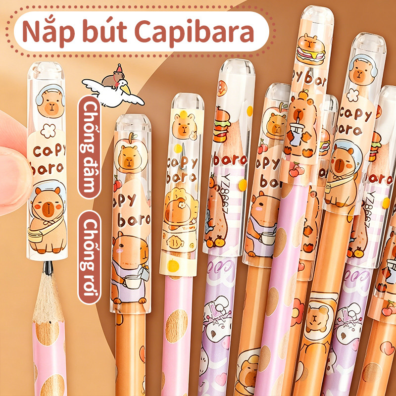 Nắp bút chì 36 chiếc hoạt hình độc đáo bảo vệ đầu bút chống gãy dùng lâu hơn cho học sinh mini thông