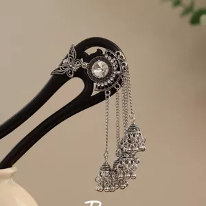 WHX-Antique Kẹp Tóc Mun Kẹp Tóc Cuộn Tóc Bằng Gỗ Kẹp Tóc Phong Cách Dân Tộc Tua Rua Mũ Đội Đầu Mới Phong Cách Trung Hoa Kẹp Tóc