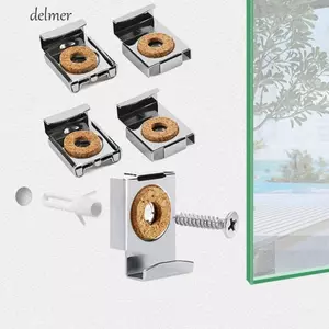 DELMER 4 Móc Treo Gương Kính, Chân Đế Kẹp Kính Gương Không Khung, Bền Cố Định Lắp Vuông Treo Tường Kệ Kính Hỗ Trợ Tấm Quảng Cáo