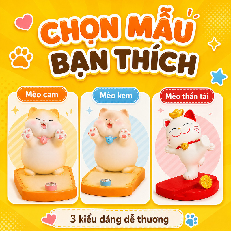 Giá Đỡ Mèo Thần Tài – 3 Mẫu, Để Bàn Gác Điện Thoại, Trang Trí Bàn Học & Giảm Căng Thẳng