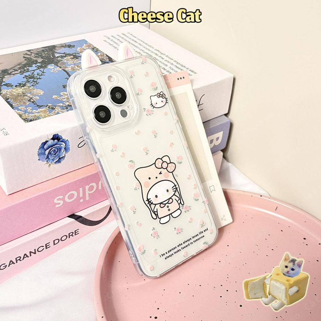 3D Tai Mèo Hoa Kitty Ốp Lưng Điện Thoại iPhone 14 13 15 16 11 12 17 Pro Max 6 7 8 Plus SE XR Xs Max