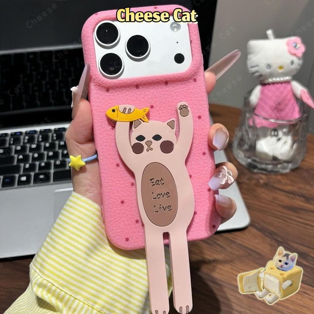 Ốp điện thoại bằng da hình cặp đôi chó mèo chân dài có thể gập lại cho iPhone 17 16 15 14 11 12 13 Pro Max Xs Max 7Plus