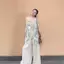 Đính cườm không đều Áo yếm in họa tiết Bohemian dáng rộng vừa vặn kỳ nghỉ mùa hè Áo ngoài