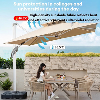 Dù Che Nắng Vuông 3m Cao Cấp Ô lệch tâm Xoay 360° Ô Ngoài Trời Sân Vườn Khung Nhôm Mái Chéo Chống Nắng Cho Quán Café