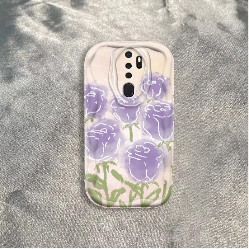 Thích Hợp Cho OPPO A9 2020 A5 2020 3D Cầm Tay Mềm TPU Tím Hoa Hồng Tulip Ins Phong Cách Chống Sốc Ốp Điện Thoại