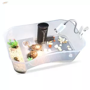 ZENZON Turtle Vivarium Box, Basking Ramp Water Land Dual Use Turtle Aquarium, Goldfish Feeding Box Nhựa Loại Mở Bể Bò Sát Mini Home