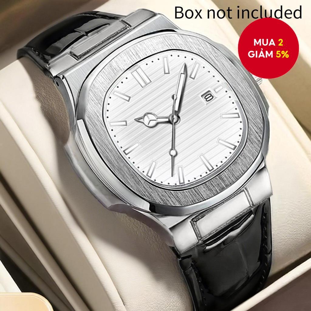 Đồng hồ lịch nam có dây da thật - Quà tặng ngày lễ phong cách phong cách thạch anh | BigBuy360 - bigbuy360.vn