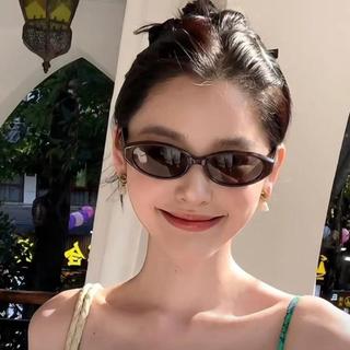Chống Tia UV Cao Cấp Trà Màu Mắt Mèo Kính Mát Retro Hẹp Khung Dành Cho Nữ Giảm Béo Mặt Đa Năng Hợp Thời Trang Sắc Thái Quà Tặng