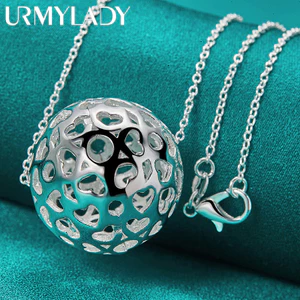 URMYLADY Bạc 925 Bóng 16-30 Inch Mặt Dây Chuyền Vòng Cổ Cho Nữ Cưới Đính Hôn Trang Sức Thời Trang