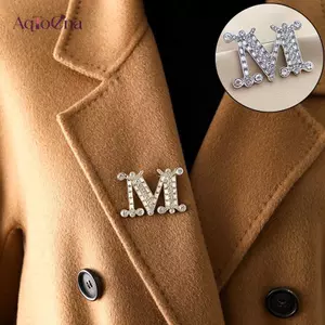 AqToCna Pha Lê Thời Trang Zircon Chữ M Trâm Cài Cho Bapa Cổ Ve Áo Pin Dự Tiệc Phụ Kiện Trang Sức AqToCna