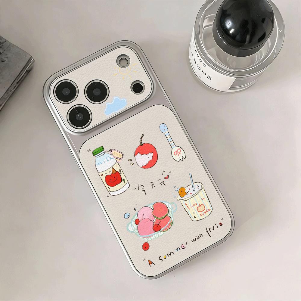Mùa hè trái cây đồ uống vẽ tay cho trường hợp iPhone 17promax 161514plus 1312pro