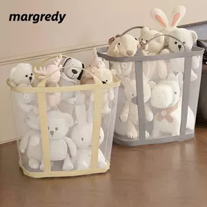 Giỏ đựng đồ giặt có thể gập lại MARGREDY, Giỏ đựng quần áo bẩn bằng lưới thoáng khí bằng Nylon, Hộp đựng đồ lặt vặt có thể treo được Dung tích lớn có tay cầm Giỏ đựng đồ Bộ sưu tập quần áo bẩn
