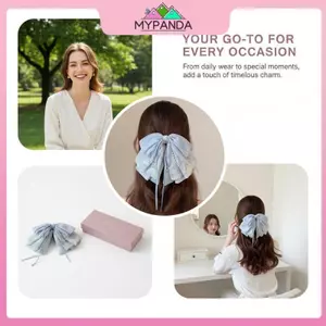 MYPANDA Hoa Nơ Đuôi Ngựa Kẹp Nữ Pháp Thanh Lịch Chấm Bi Cá Mập Kẹp Cho Nữ Công Sở.
