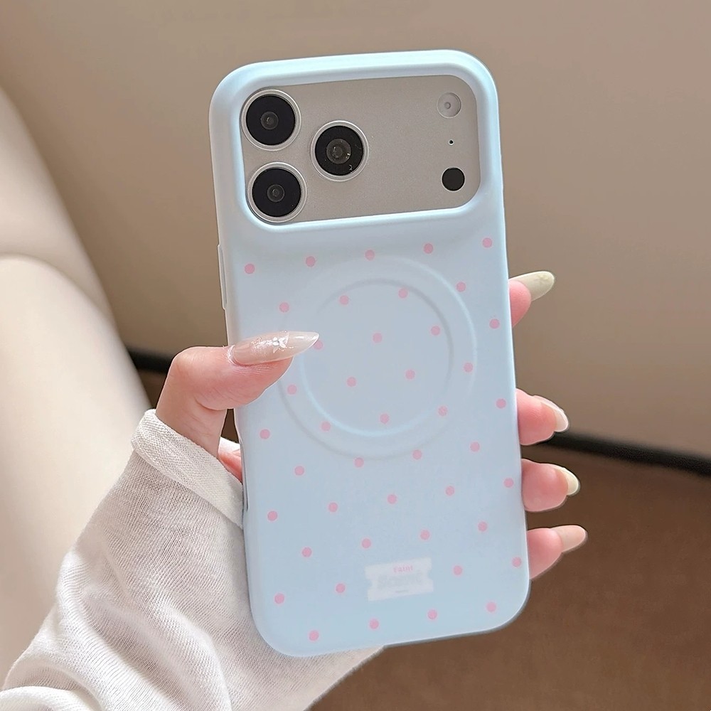 Ốp điện thoại mềm mờ toàn màn hình chấm bi từ tính cho iPhone 17 Pro Max 16 15 14 Vỏ bảo vệ chống sốc