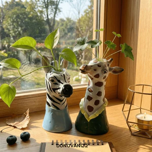 Bình nghệ thuật DONOVANQQ, Bình động vật sắp xếp hoa Vinyl, Sáng tạo trẻ trung Trang trí hiện đại Bình hươu cao cổ trang trí phòng khách