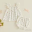 Bộ trang phục mùa hè hoa cho bé gái Áo ba lỗ cổ vuông Babydoll + Bộ quần short PP