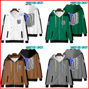 YB1 Anime Tấn Công Titan Áo Dài Tay Top Unisex Dây Kéo Cosplay Eren Wings of Liberty 3D Áo Khoác Ngoài