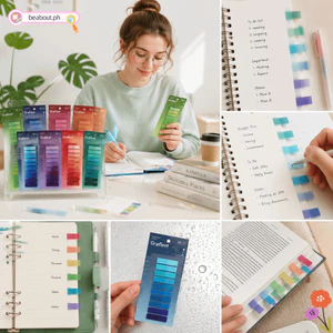 BEABOUT 6 Miếng Ghi Nhớ Chỉ Số, Nhãn Dán Chỉ Số PET Trong Suốt Màu Morandi, Thước Sáng Tạo Đánh Dấu Trang Nhãn Dán Tự Dính Trường Văn Phòng Phẩm